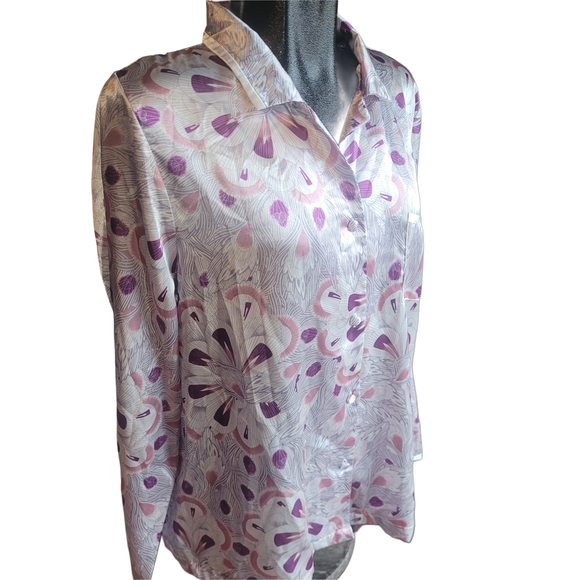 Jessica White And Pink Satin Pajama Set - Picture 2 of 4